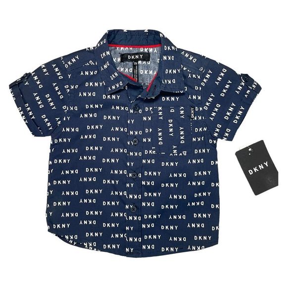 DKNY All-Over Logo Print Shirt 12M - Picture 1 of 6